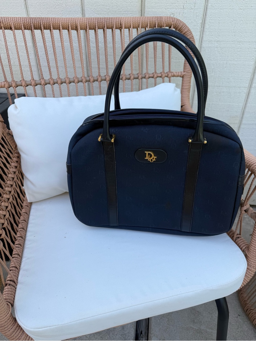 Vintage Christian Dior Navy Monogram Boston Bag – Made in France